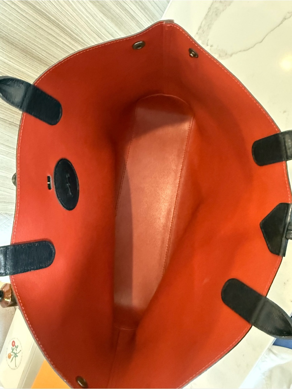 Longchamp Roseau Black Leather Tote Bag – Red Interior - Picture 13 of 14